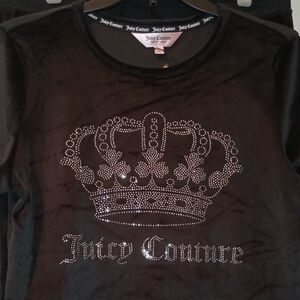 Juicy Couture Black Tee with Glittering Crown